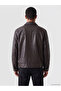 Brown Regular Fit Men's Leather Look Coat - 4