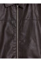 Brown Regular Fit Men's Leather Look Coat - 7