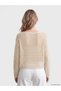 Ecru Boat Neck Openwork Women's Knitwear Sweater - 4