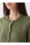 Green Crew Neck Women's Knitwear Cardigan - 3