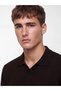 Brown Short Sleeve Polo Collar Men's Knit Sweater - 4