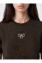 Brown Crew Neck Bow Embroidered Women's Knitwear Sweater - 3