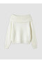 White Boat Neck Women's Knitwear Sweater - 5