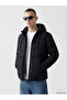 Black Regular Fit Hooded Men's Puffer Jacket