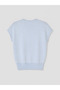 Blue Crew Neck Short Sleeve Women's Knitwear Sweater - 6