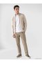 Beige Regular Fit High Collar Men's Knitwear Cardigan - 2
