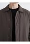 Khaki Standard Fit Shirt Collar Men's Coat - 3
