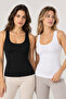 Women's 2-Pack 95% Cotton Wide Strap Basic Tank Top - Flexible Soft Everyday Undergarment