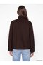 Brown Stand Collar Oversize Women's Cashmere Coat - 5