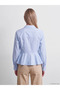 Blue Shirt Collar Peplum Women's Shirt - 4