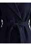 Black Double-Breasted Collared Belted Women's Cashmere Coat - 3