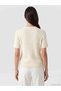 Yellow Crew Neck Knitted Women's Sweater Cardigan - 4