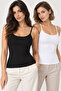 Women's 2-Pack 95% Cotton Ribbed Thin Strap Tank Top - Flexible Soft Everyday Undergarment