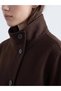 Brown Stand Collar Oversize Women's Cashmere Coat - 3