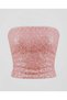 Aurora Sequined Strapless Chiffon Fular Detail Crop Blouse - 2