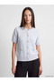 Blue Self-Patterned Women's Knitwear Cardigan