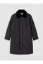 Black fur collar quilted women's puffer jacket - 6