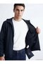 Navy Blue Regular Fit Hooded Men's Raincoat - 3