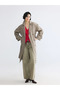 Khaki Double-Breasted Collared Belted Women's Trench Coat - 2