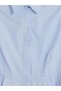 Blue Shirt Collar Peplum Women's Shirt - 7