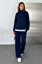 Women's Zippered High Collar Two-Piece Tracksuit Set - 4