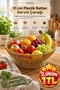 31 cm Beige Plastic Rattan Serving Bowl Wicker Look Fruit Bread Presentation Basket