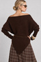 Boat Neck Asymmetrical Knitwear Sweater Lki̇0066 Brown - 7