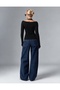 Women's Black Halter Neck Off-Shoulder Long Sleeve Fitted Blouse - 5