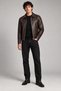 Men's Brown, Regular Fit, Zippered, Fur-Lined, Faux Leather Jacket - 4