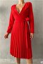 Double-Breasted Short Dress with Collar and Belted Sleeves - 3