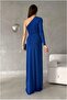Satin Single Maxi Low-Cut Evening Dress Off-The-Shoulder Fabric Dress - 4