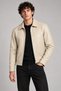 Men's Cream, Regular Fit, Zippered, Fur Lined, Faux Leather Jacket - 2