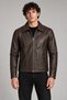 Men's Brown, Regular Fit, Zippered, Fur-Lined, Faux Leather Jacket