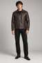 Men's Brown, Regular Fit, Zippered, Fur-Lined, Faux Leather Jacket - 3