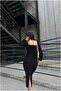 Double-Breasted Dress with Collar, Midi Length, Balloon Sleeves - 4