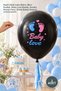 3 Confetti Gender Balloons – Black Opaque Latex Balloon, Blue Confetti, Baby Love Print, Gender Reveal Party, Baby Boy Surprise