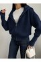 Women's Oversize High Collar Zippered Knitwear Cardigan