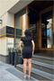 Square Collar Mini Dress with Balloon Sleeves - 4