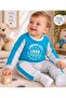 100% Cotton, Striped Detailed, Comfortable Fit, Snap Fasteners on the Shoulder, Baby Boy Double Pajama Set - 4