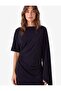 Drape Detailed Slim Fit Round Neck Long Cape Sleeve Detailed Mini Dress - 2