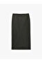 Glittery Midi Striped Pencil Skirt with Slit Detail