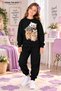 Winter Unisex Black Tracksuit, Black Sweat Top and Bottom Set