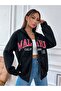 3 Thread Black Malibu California 98 Zippered Winter Cardigan - Printed Oversize Hooded Jacket - 4
