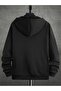 3 Thread Black 78 Los Angeles Zippered Winter Cardigan - Printed Oversize Hooded Jacket - 2