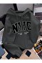 3 Thread Smoked Nyc Girls Team Zippered Winter Cardigan - Printed Oversize Hooded Jacket