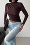 Women's Half Turtleneck Draped Shoulder Long Sleeve Sandy Fabric Blouse
