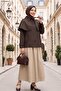 Policoton Jacket with Epaulettes and Cape Detail, Pockets and Buttons, Lined - Dark Brown - 6