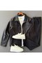 Bell-Bottomed Jacket + Ribbed Trousers 2-Piece Combination
