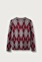 Men's Relax Fit Diamond Patterned Knitwear Sweater Claret Red - 2