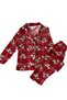 Boys' Compatible Bear Pattern Cotton Suede Fabric Shirt Collar Long Sleeve Pajama Set - 4